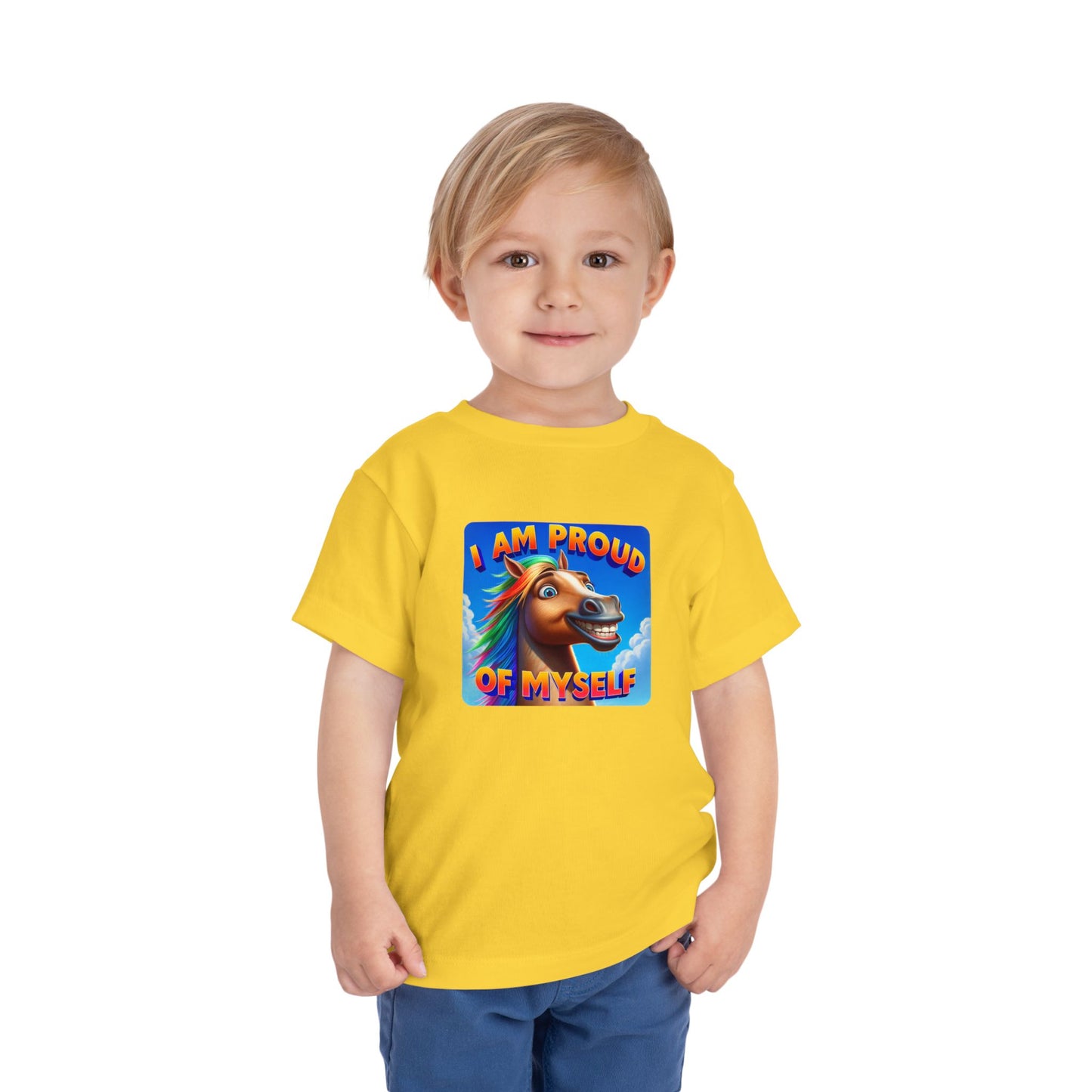 Rainbow Horse | I AM PROUD OF MYSELF | Toddler Graphic Tees | 64BO-T