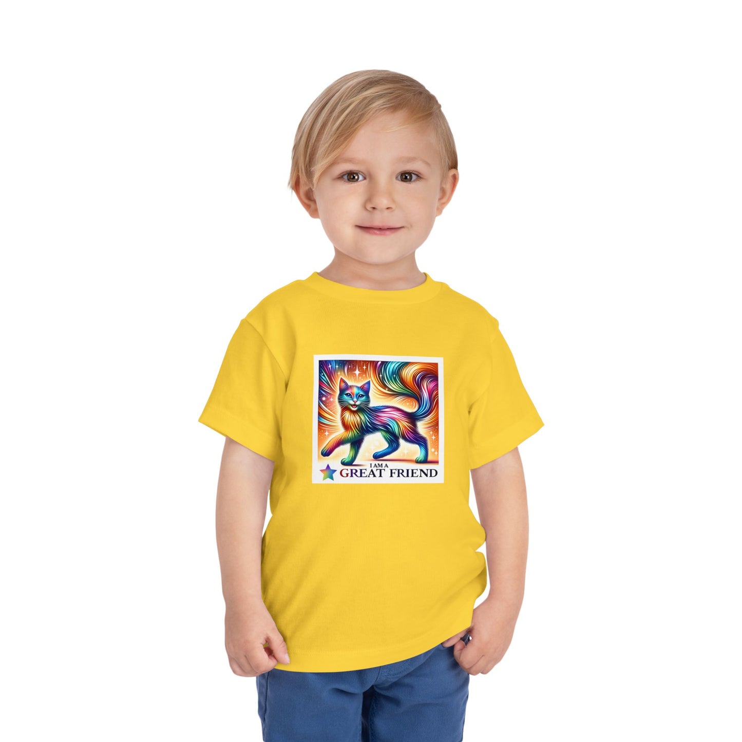 Rainbow Cat | I AM A GREAT FRIEND | Toddler Graphic Tees | 17VI-T