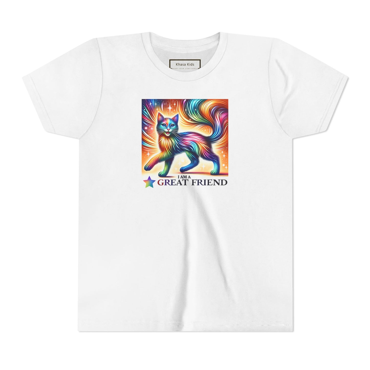 Rainbow Cat | I AM A GREAT FRIEND | Youth Graphic Tees | 17VI-Y
