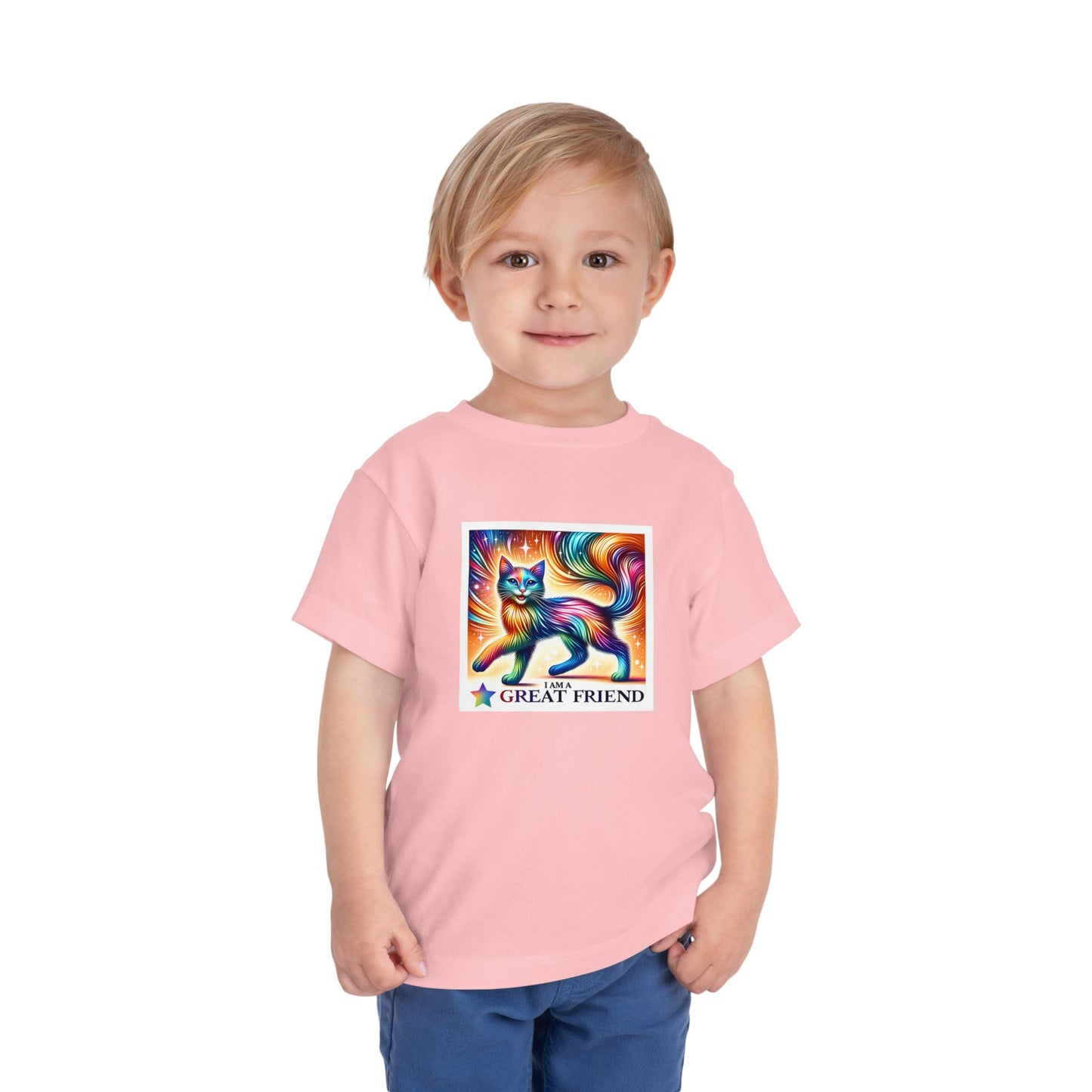 Rainbow Cat | I AM A GREAT FRIEND | Toddler Graphic Tees | 17VI-T