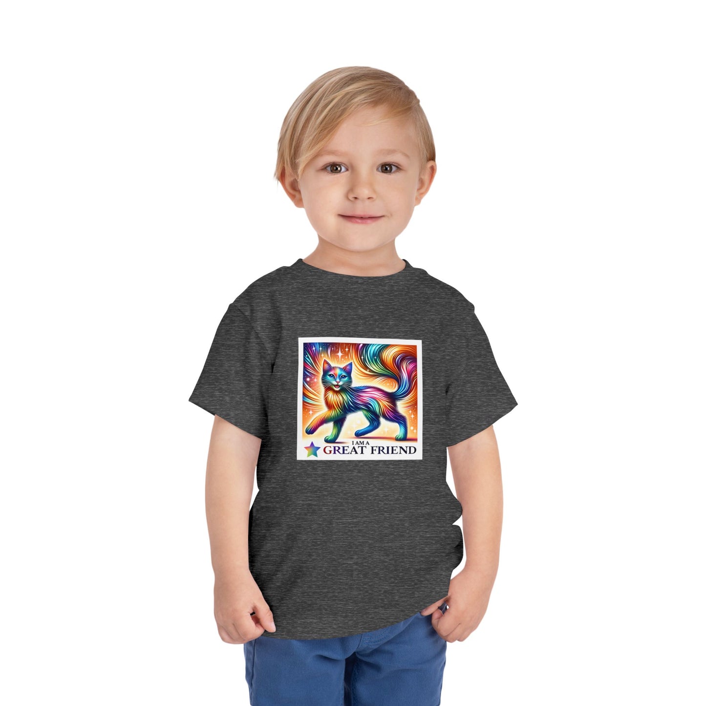 Rainbow Cat | I AM A GREAT FRIEND | Toddler Graphic Tees | 17VI-T