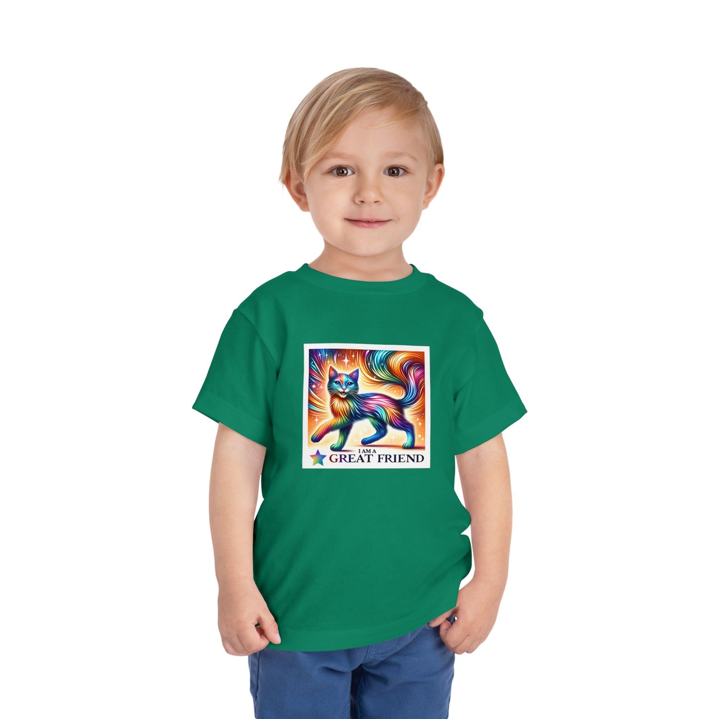 Rainbow Cat | I AM A GREAT FRIEND | Toddler Graphic Tees | 17VI-T