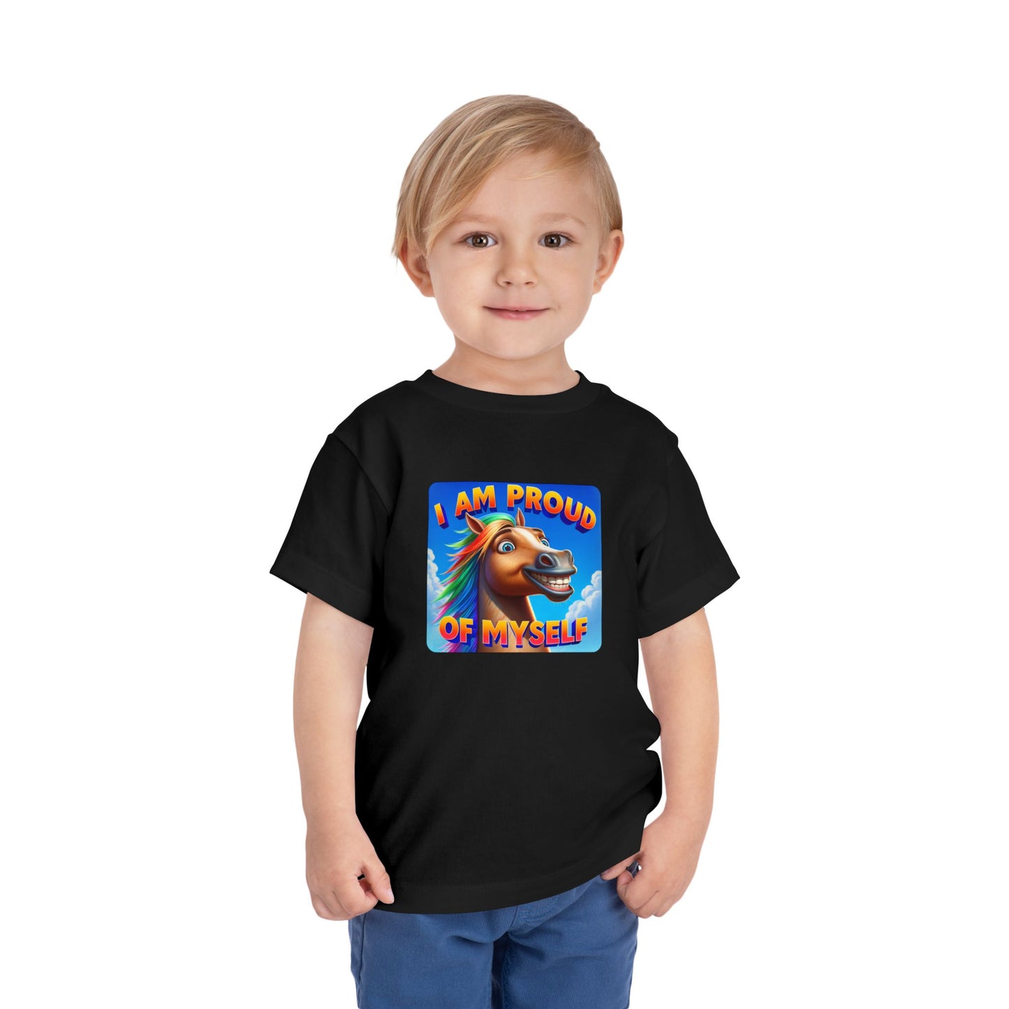 Rainbow Horse | I AM PROUD OF MYSELF | Toddler Graphic Tees | 64BO-T