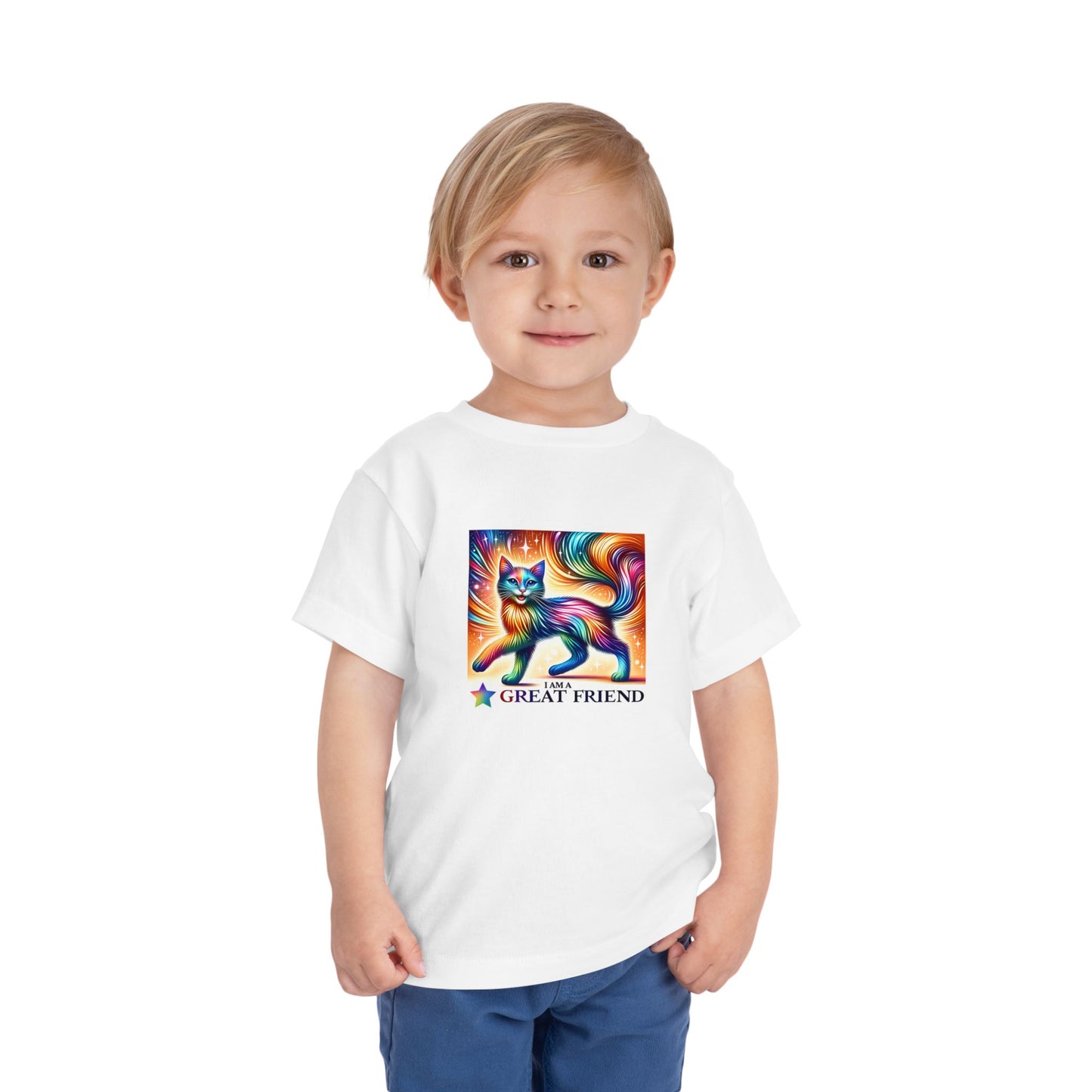 Rainbow Cat | I AM A GREAT FRIEND | Toddler Graphic Tees | 17VI-T